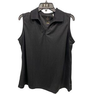 Nancy Lopez Luster Sleeveless Golf Polo Women XL Black Desert Dry Athleisure NEW